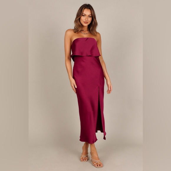 Petal & Pup Vienna Strapless Midi Dress Size Large Berry NWOT - Picture 2 of 16